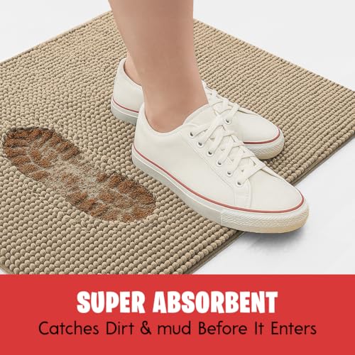 MudGuard Mat's non-slip backing keeps it secure on tile and wood floors.