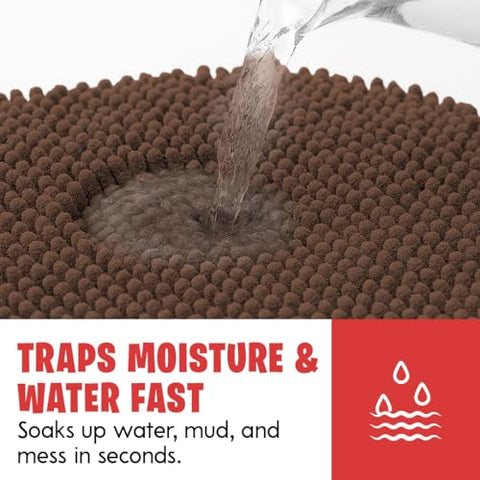 MudGuard Mat non-slip backing stays put on tile and wood.