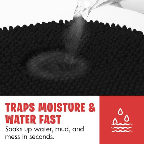 MudGuard Mat quick-dry chenille fibers reduce moisture buildup after walks.