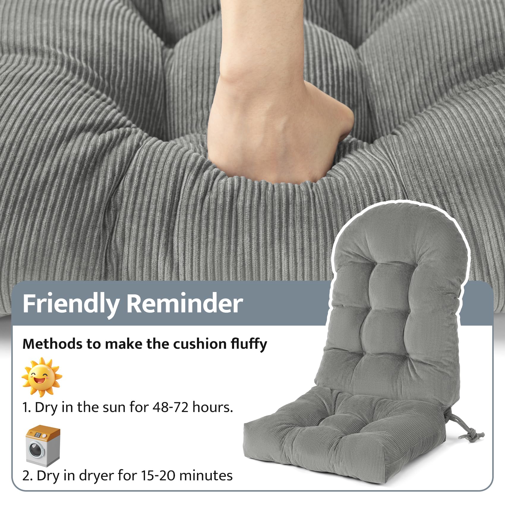 Mudilun Adirondack bottom cushion provides stable support on terraces.