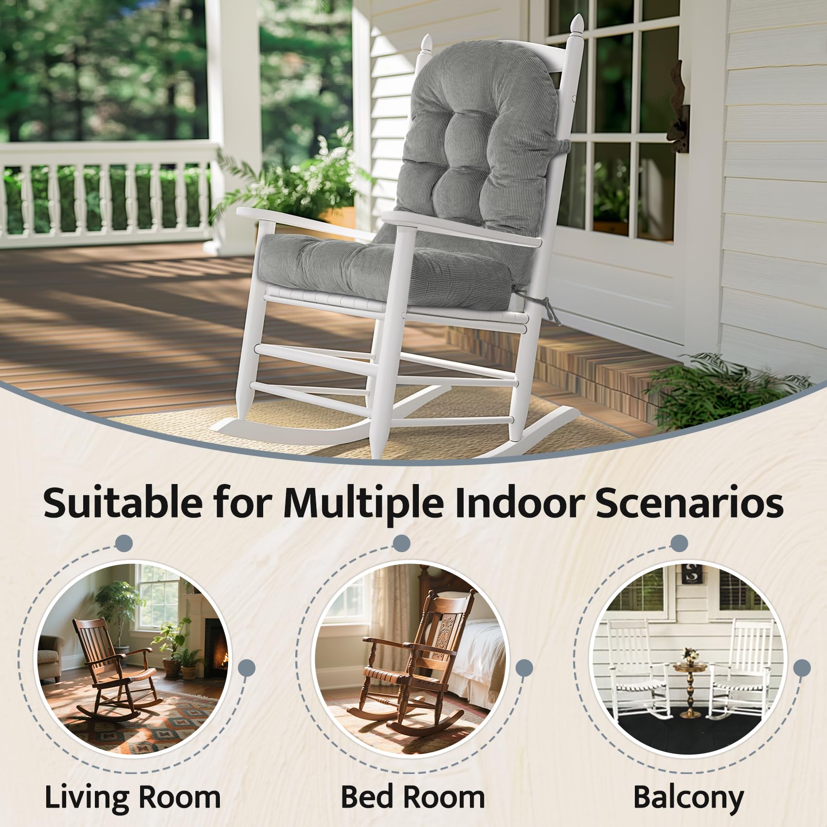 Mudilun cushion with straps secures chairs for stable seating.