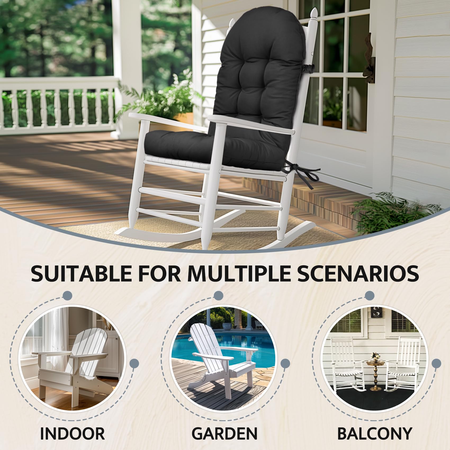 Mudilun outdoor Adirondack cushion showcases waterproof fabric for splash-prone patios