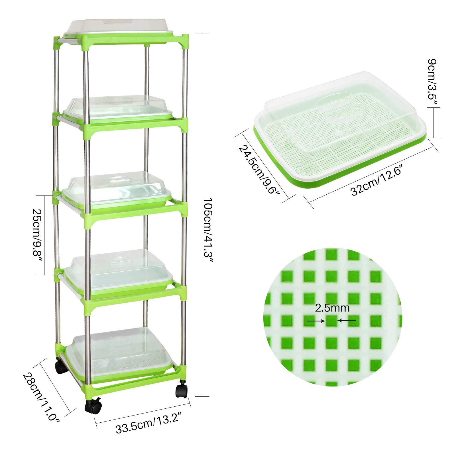 MUDUOBAN stainless steel shelf included for stable sprouting.