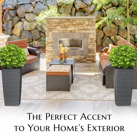 Mueller Janska M-Resin tall planter construction detail emphasizes durability for daily use
