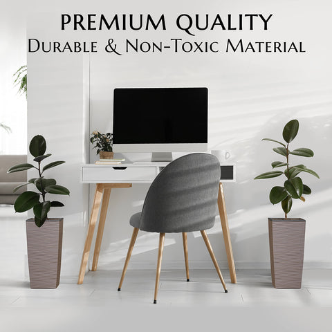 Mueller Janska M-Resin planter outdoors; frost and sun resistant for year-round display.