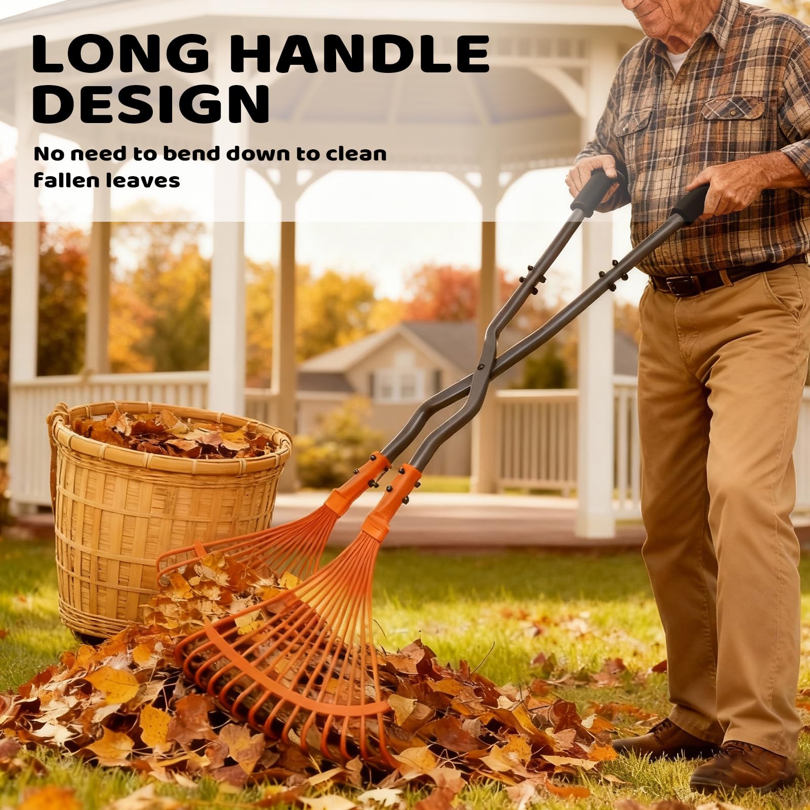 MUIEGUDO leaf grabber rake ideal for leaves and debris cleanup