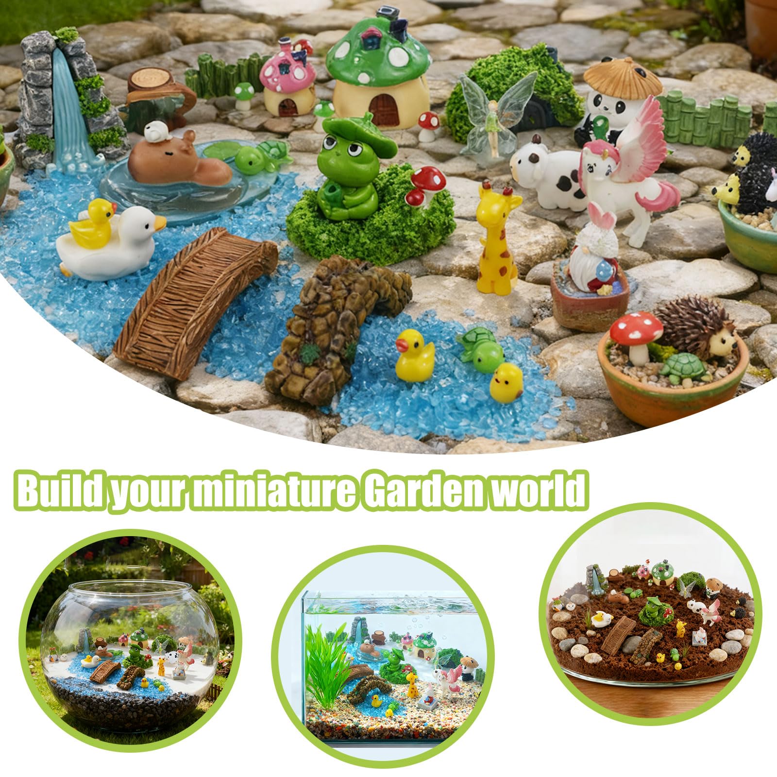 Mujerwq decorative accessories for versatile indoor and outdoor fairy gardens and displays.