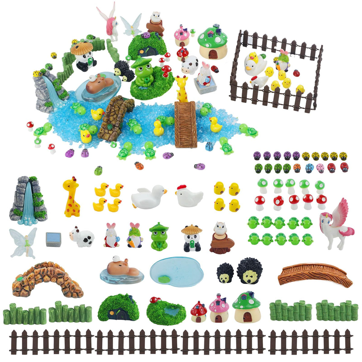 Mujerwq 82pcs fairy garden houses for indoor outdoor displays; durable and colorful.