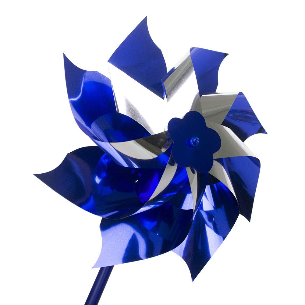 Muka blue pinwheel foil detail catches the breeze with a shiny finish.