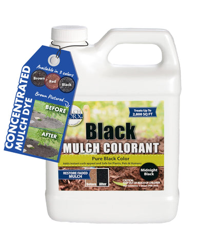 Mulch Worx Black Color Concentrate bottle pour for quick, even mulch coloring
