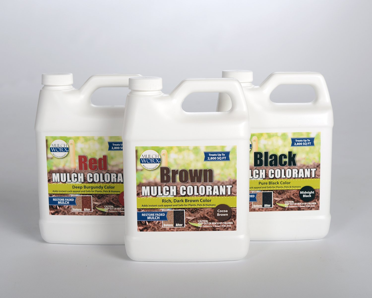 Mulch Worx storage-ready bottle for future touch-ups
