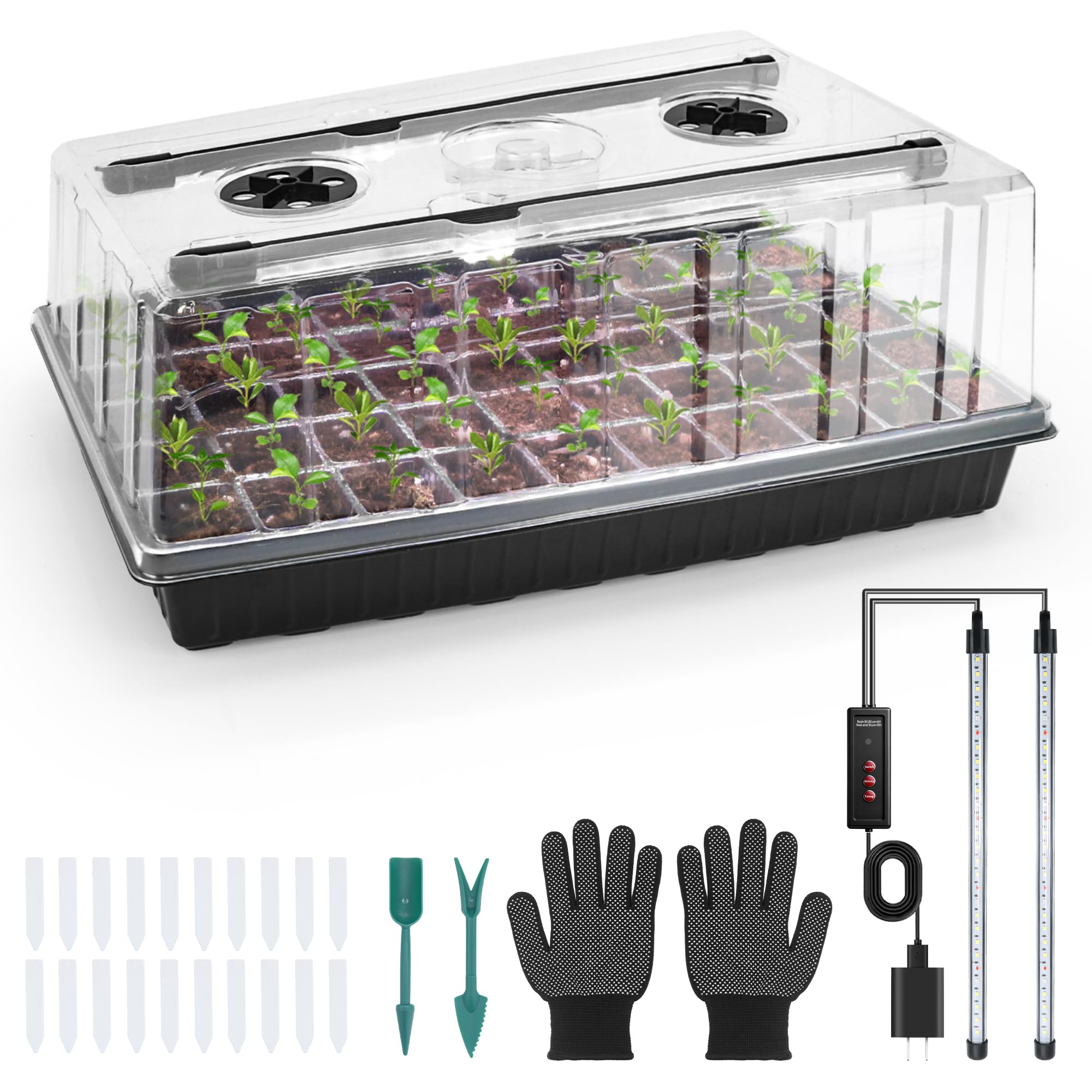 Mulctun seed tray with grow light for faster seedling development