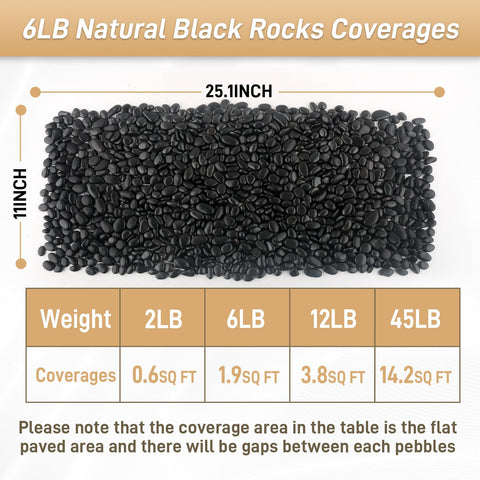 Mulctun black stones enhance garden paths and planters with a refined look.