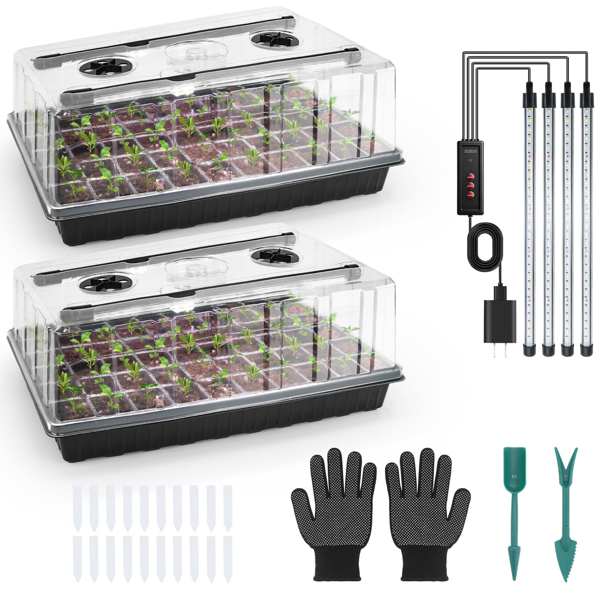 Mulctun grow light system close-up showing full-spectrum LEDs for healthier seedlings.