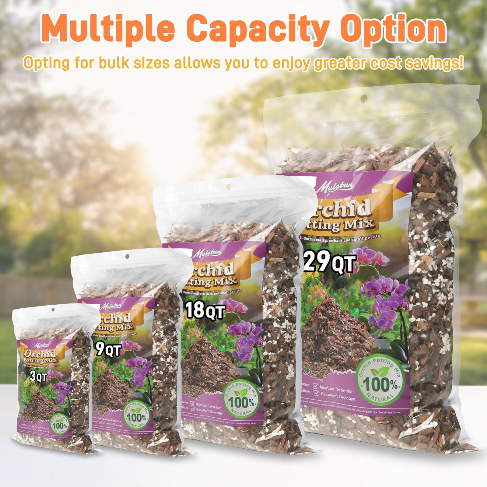 Mulctun orchid repotting demo bagged mix ready for shipping.