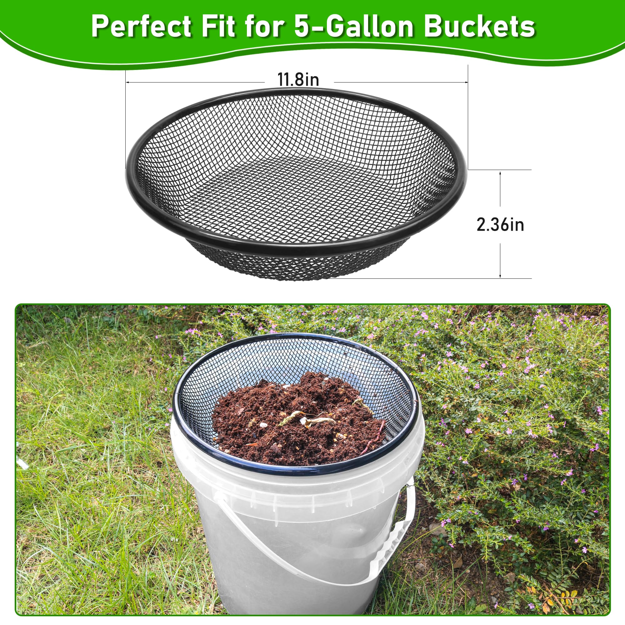 Mulctun soil sifter 8mm grid close-up demonstrates versatile screening