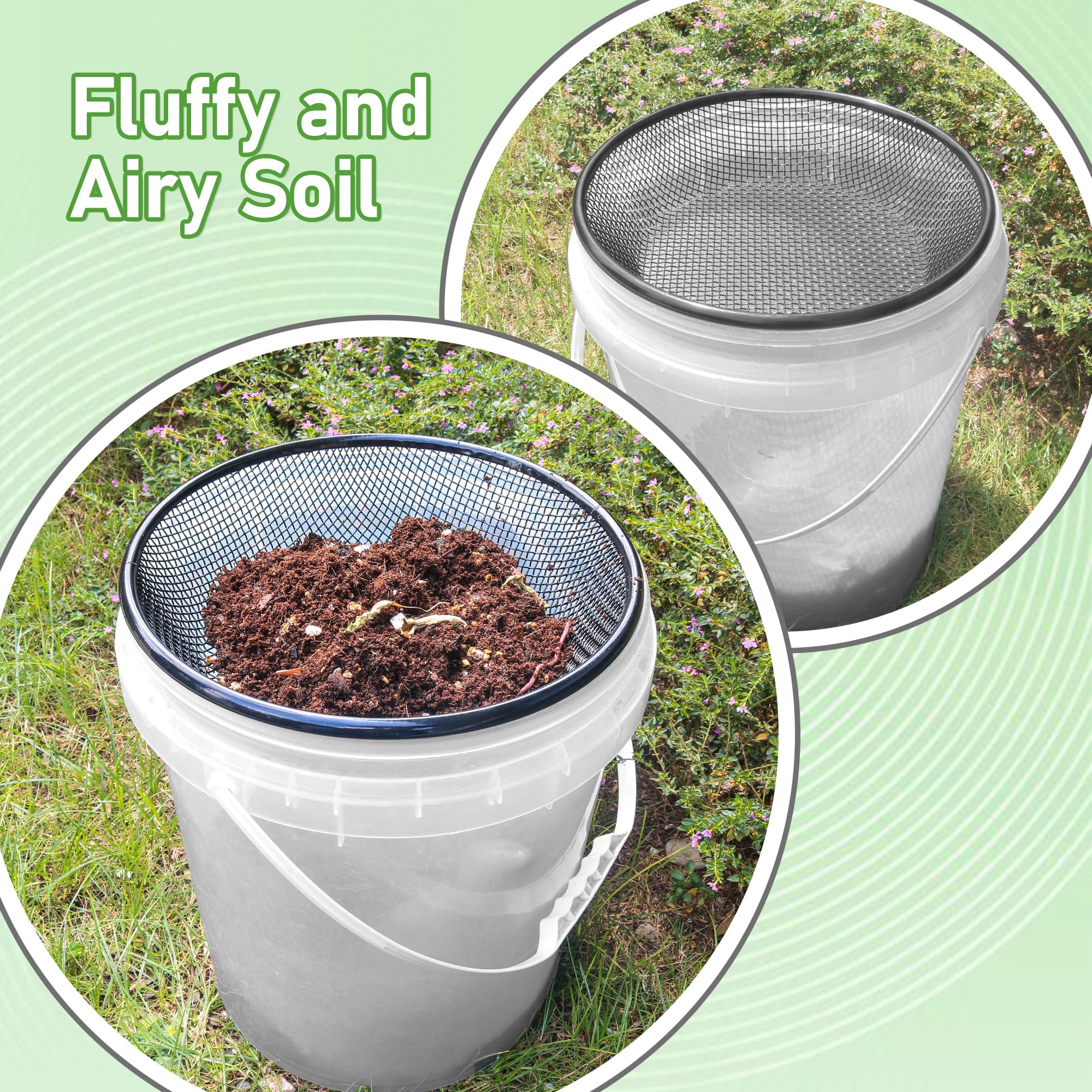 Mulctun soil sifter black finish with rust protection in outdoor use
