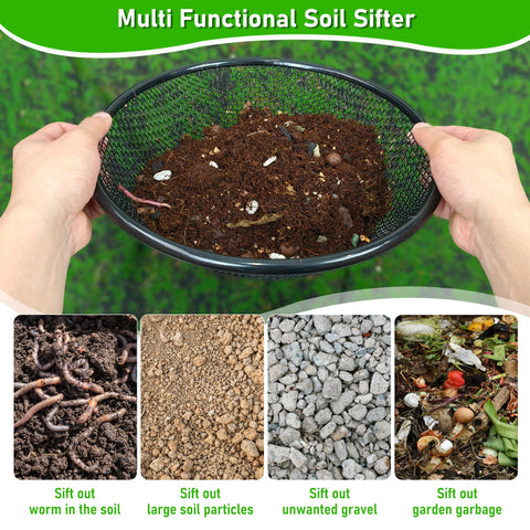 Mulctun soil sifter one-piece design for durable, wobble-free use