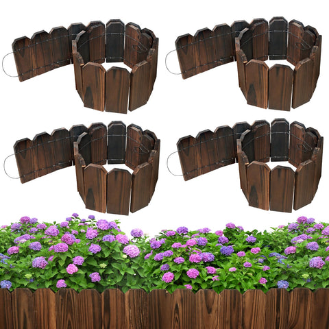 Mulctun wood garden edging border four-pack defines borders with durable fir wood.