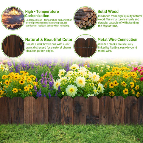Mulctun wood garden edging joinable design allows curved and square layouts.
