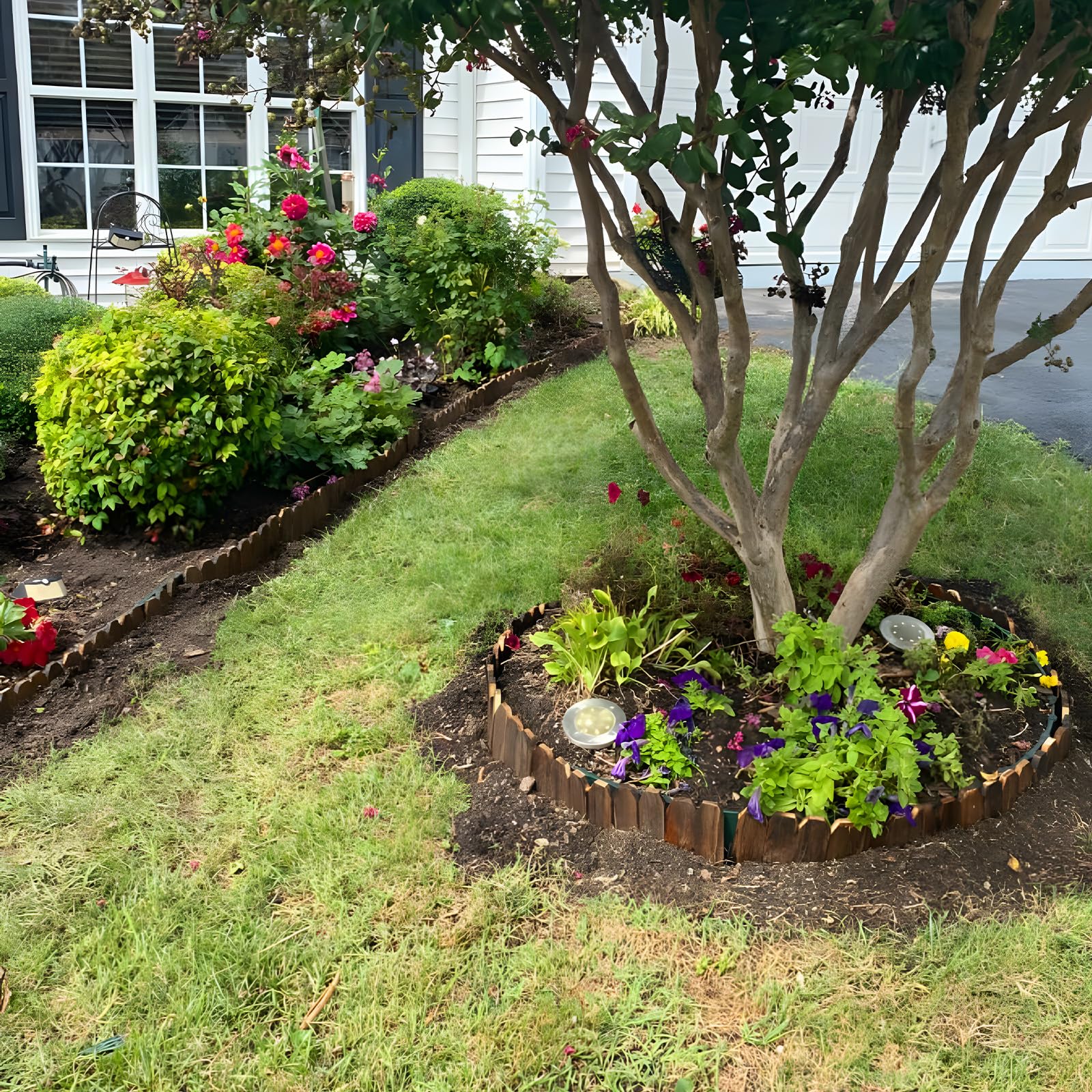 Mulctun wood garden edging lawn-border use keeps beds tidy and defined.