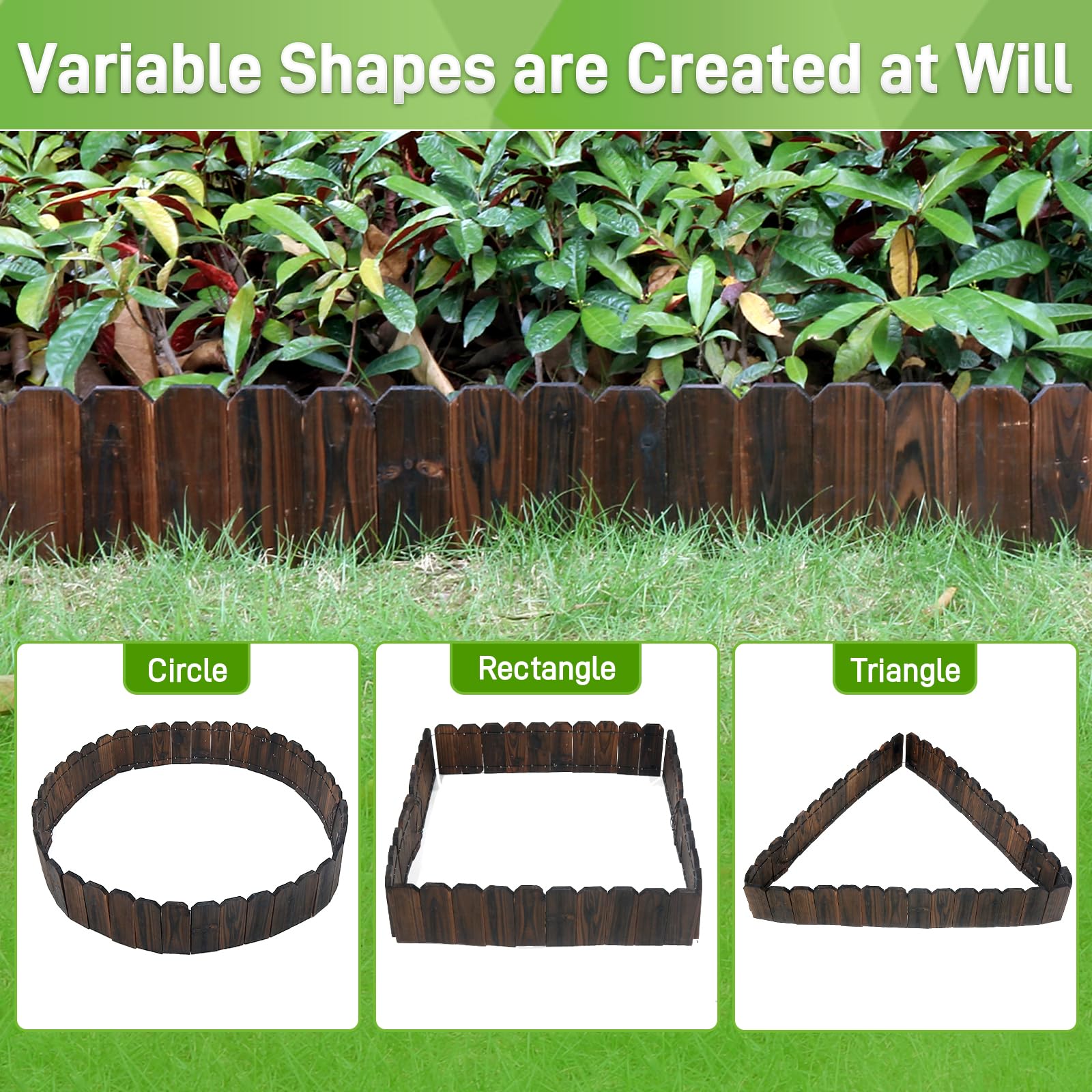 Mulctun wood garden edging yard-border option suitable for paths and flower beds.