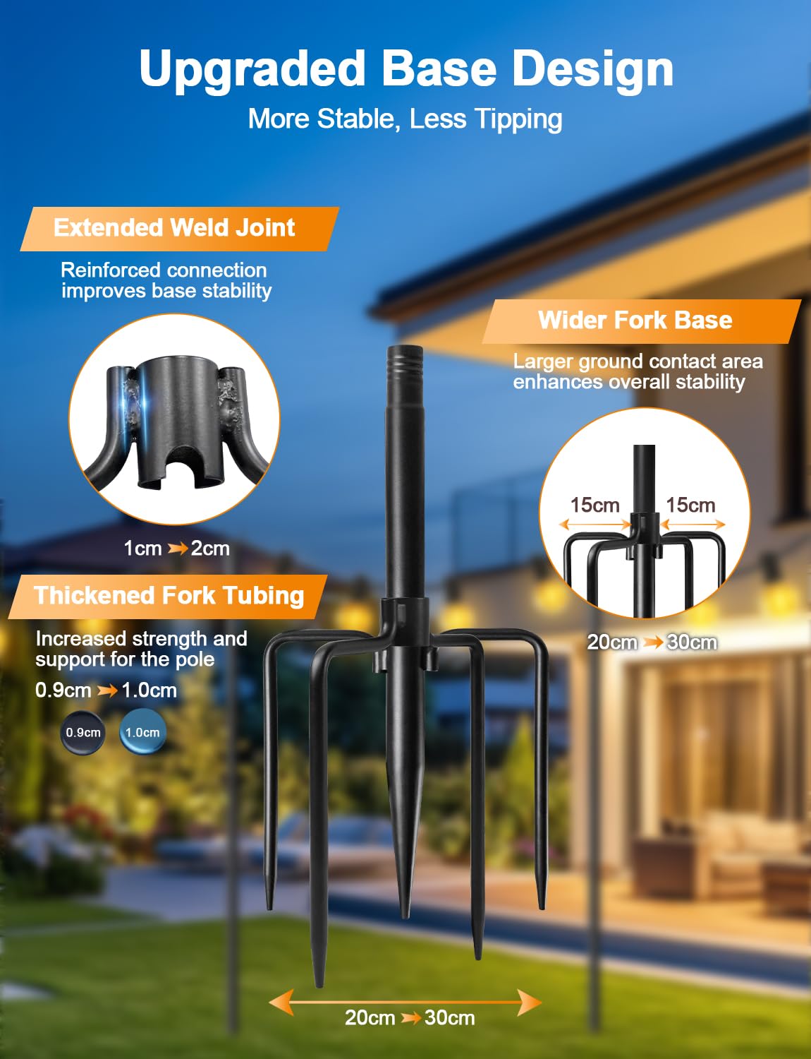 MuliVid black powder-coated finish resists rust for long-lasting garden use.