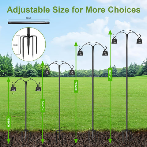 MuliVid heavy-duty shepherds hook with adjustable height for versatile garden setups.