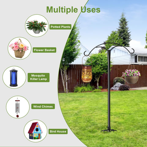 MuliVid outdoor plant hanger with three extenders accommodates varying heights.