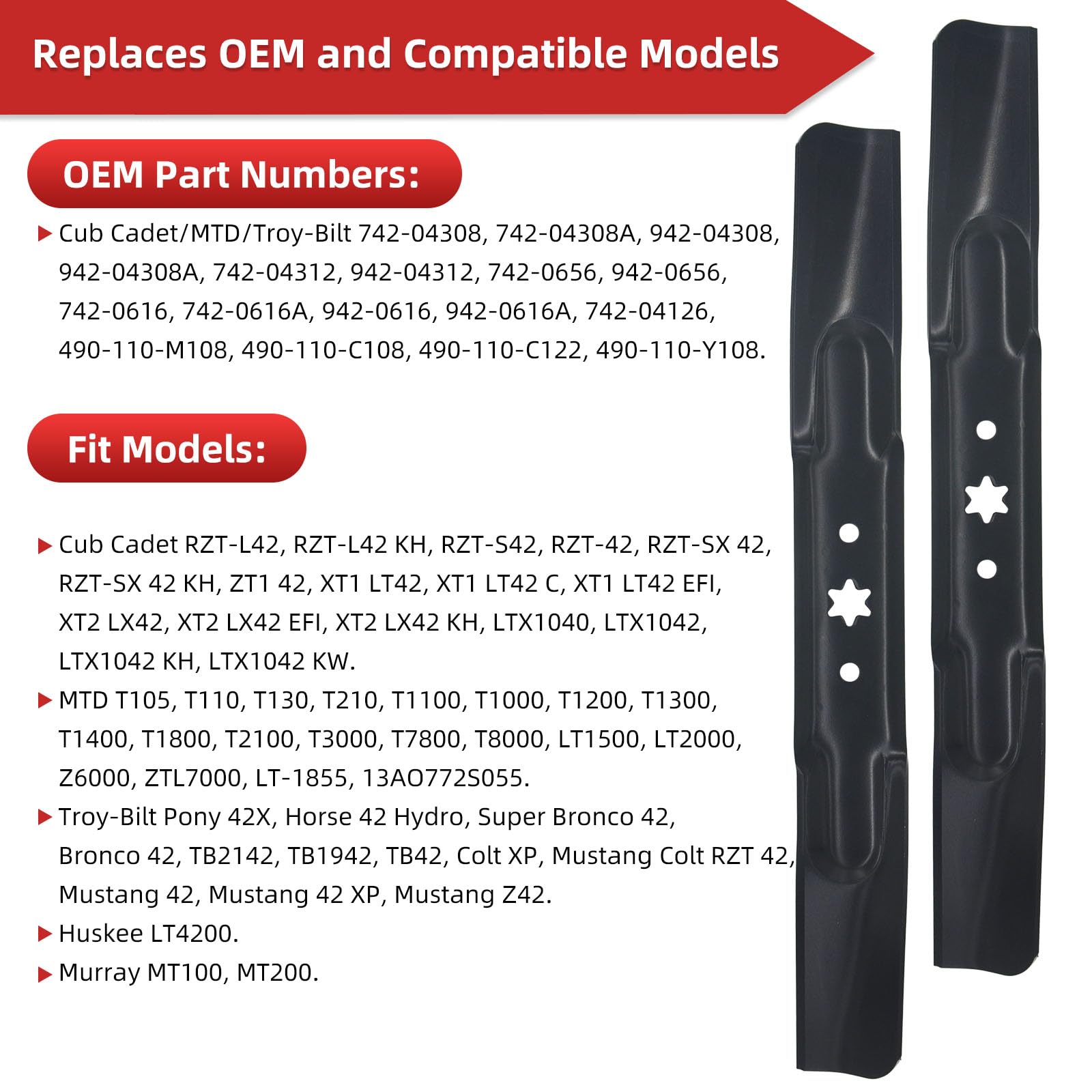Multisland Troy-Bilt Pony 42-inch compatible blades for 42-inch decks.