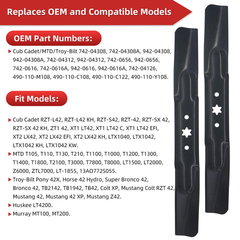 Multisland Troy-Bilt Pony 42-inch compatible blades for 42-inch decks.