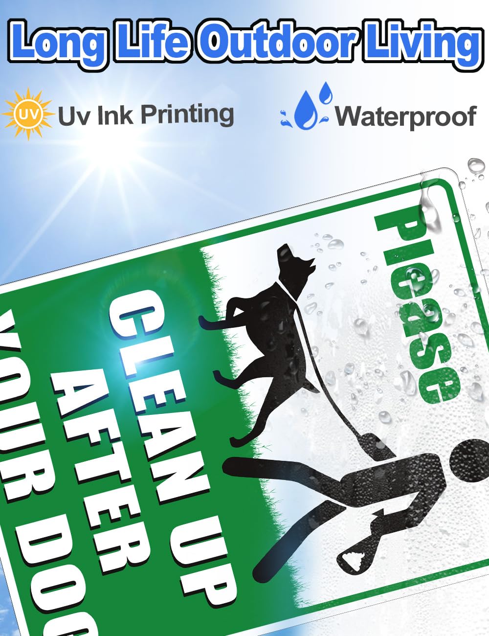 Multiwins clean-up-after-your-dog-sign double-sided UV-coated design resists weather.