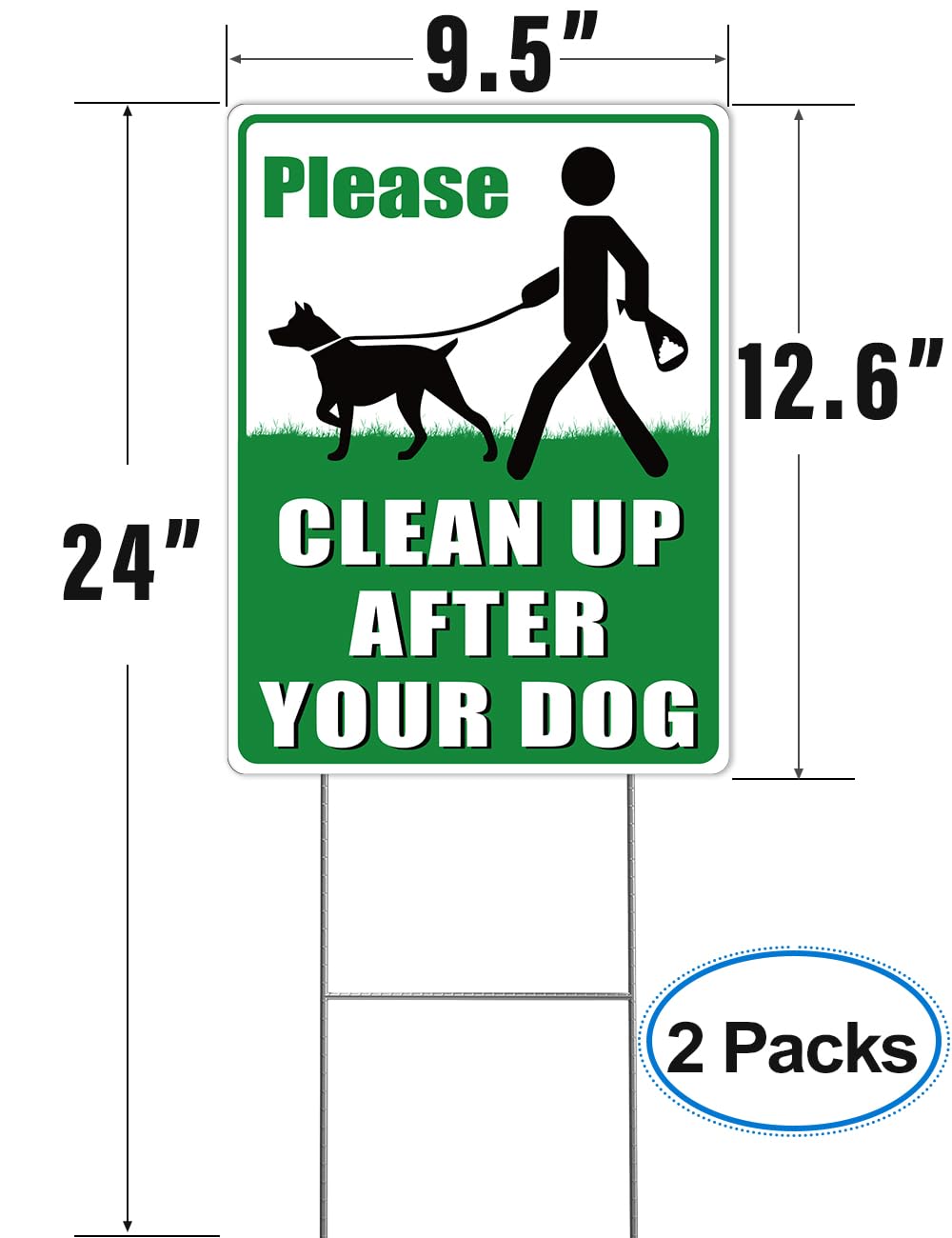Multiwins clean-up-after-your-dog-sign with stake included for fast setup.