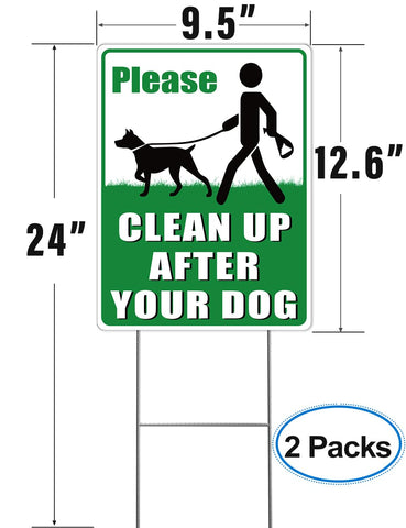 Multiwins clean-up-after-your-dog-sign with stake included for fast setup.