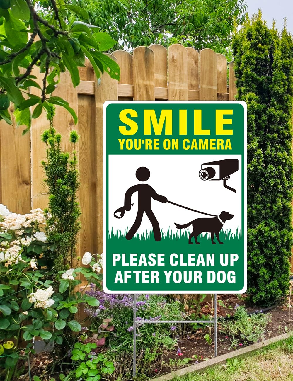 Multiwins clean up dog sign double-sided for visibility from all directions.