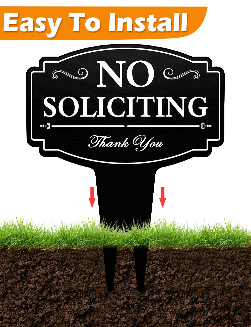 Multiwins No Soliciting Sign aluminum-coated surface for premium appeal.