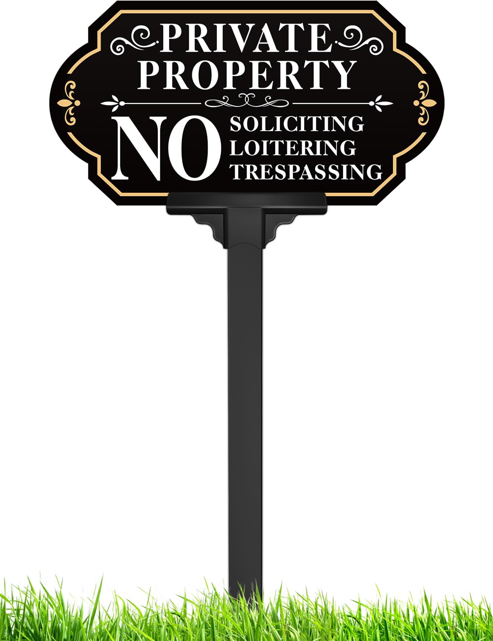 Multiwins no soliciting sign on a stake with adjustable height for yards.