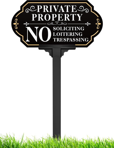 Multiwins no soliciting sign on a stake with adjustable height for yards.