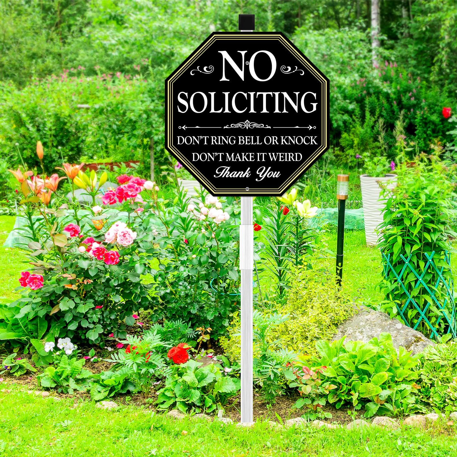Multiwins sturdy stake keeps the sign upright through seasons