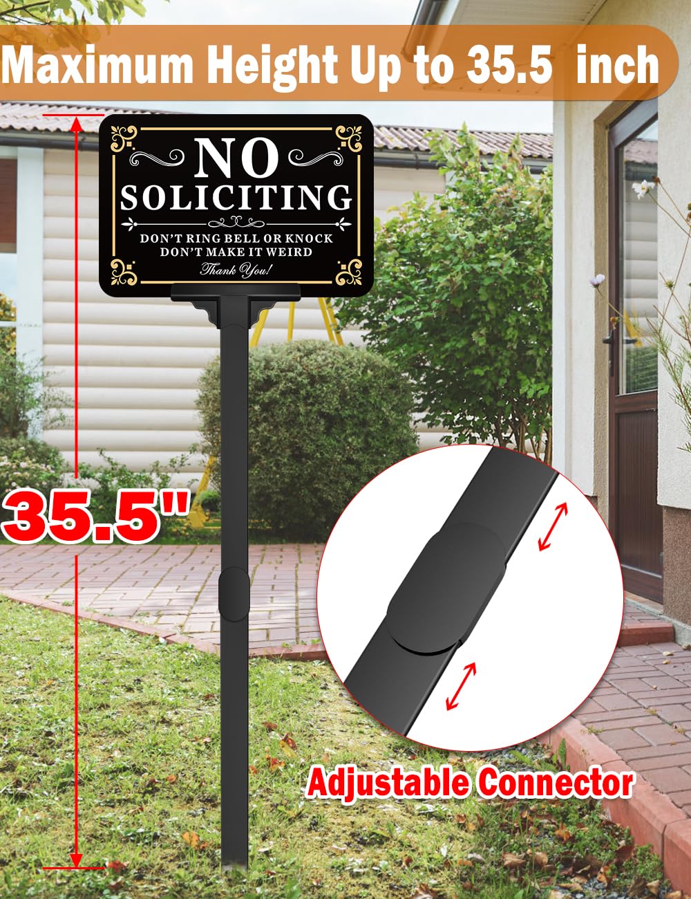 Close-up of the 12x8 inch sign with high visibility on a front porch.