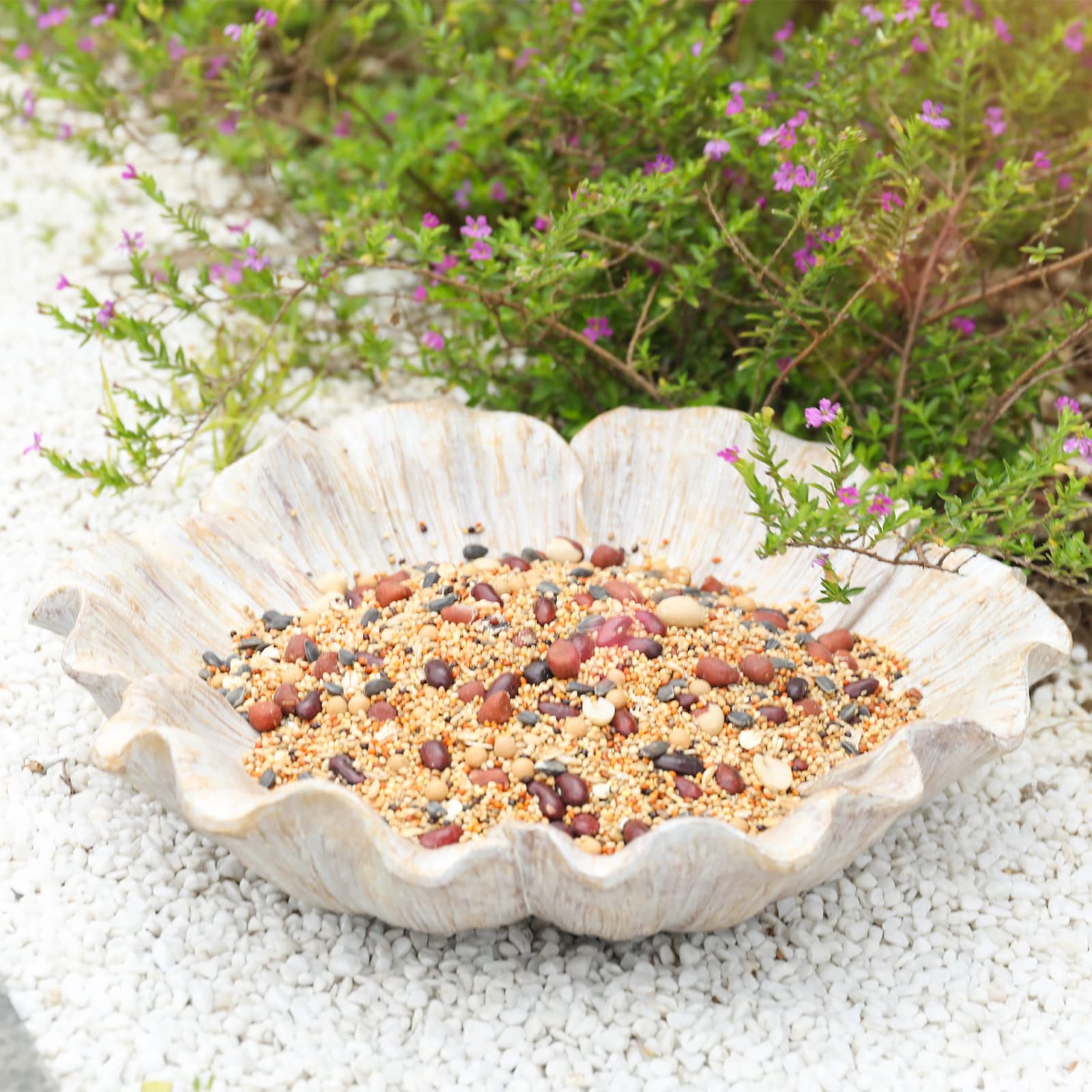 MUMTOP antique resin bird bath with weather-resistant finish suits year-round garden use.
