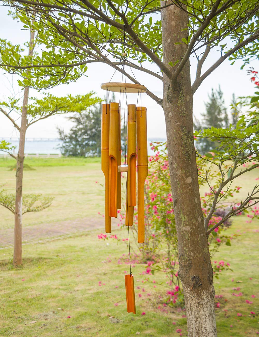 MUMTOP wooden wind chimes arrive ready to enhance porches, trees, or patios.