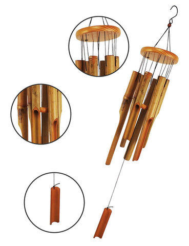 MUMTOP wind chimes hanging outdoors demonstrate deep tone that enhances garden ambiance.
