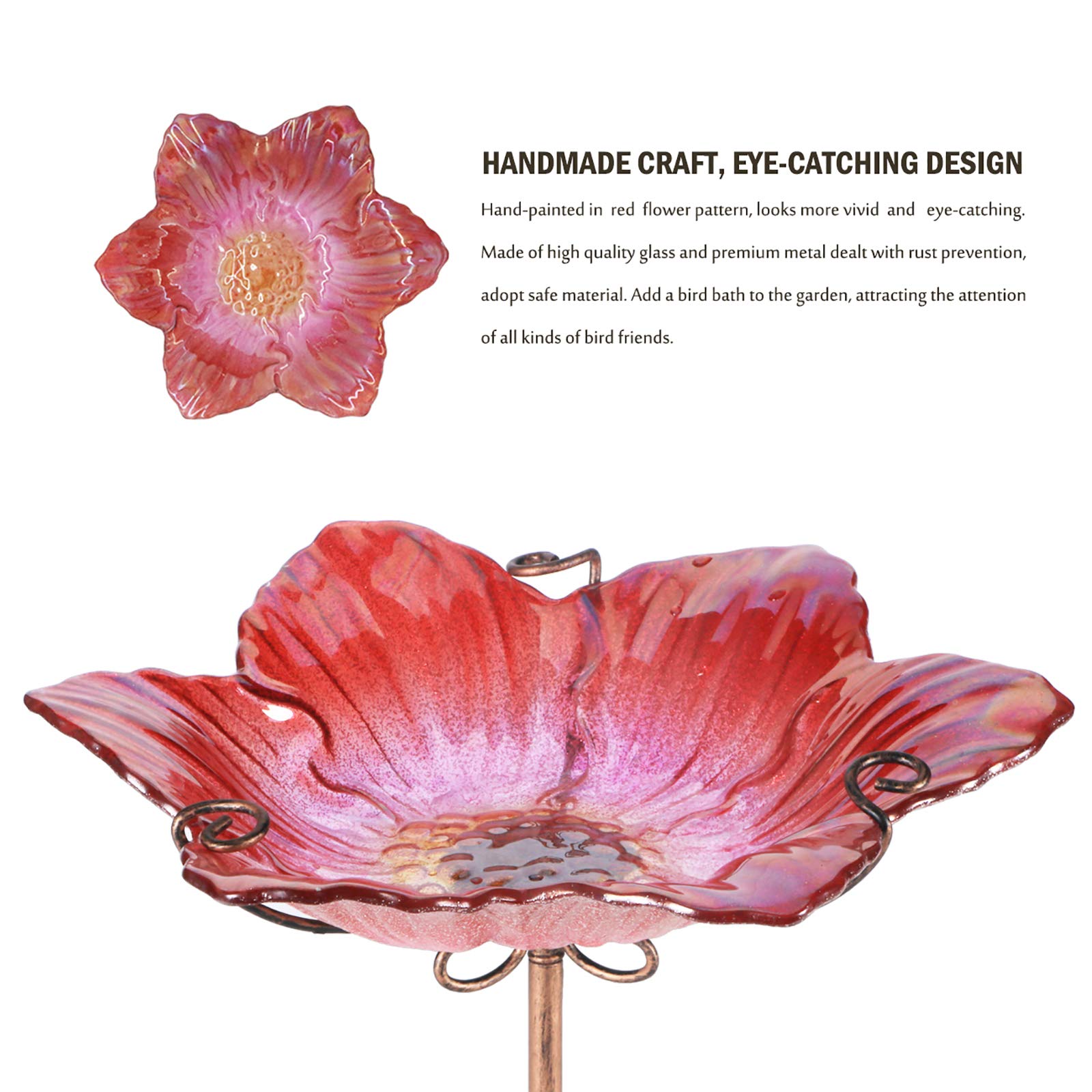 MUMTOP red glass bowl adds color and charm to your garden bird viewing