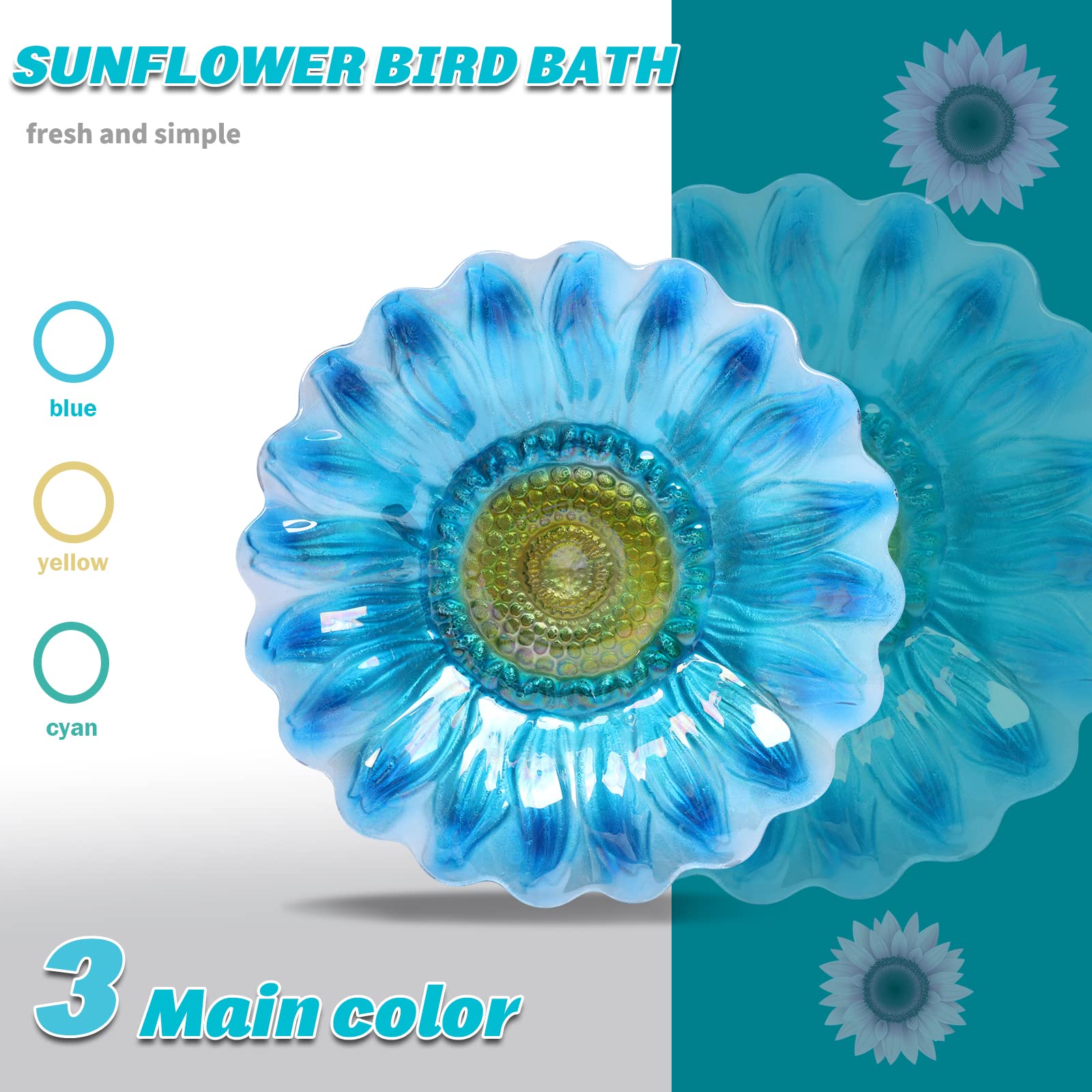 MUMTOP bird bath on a three-prong stake stays stable in windy outdoor spaces.