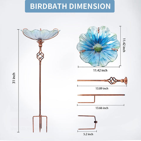 MUMTOP blue birdbath boosts curb appeal and bird visits