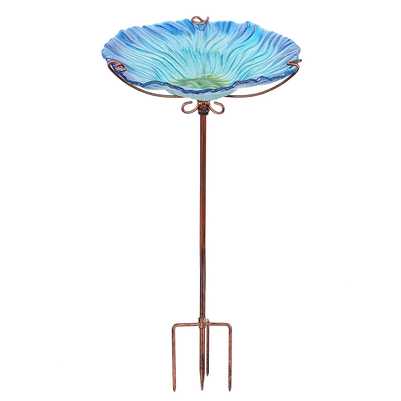 MUMTOP blue glass birdbath bowl adds a charming focal point