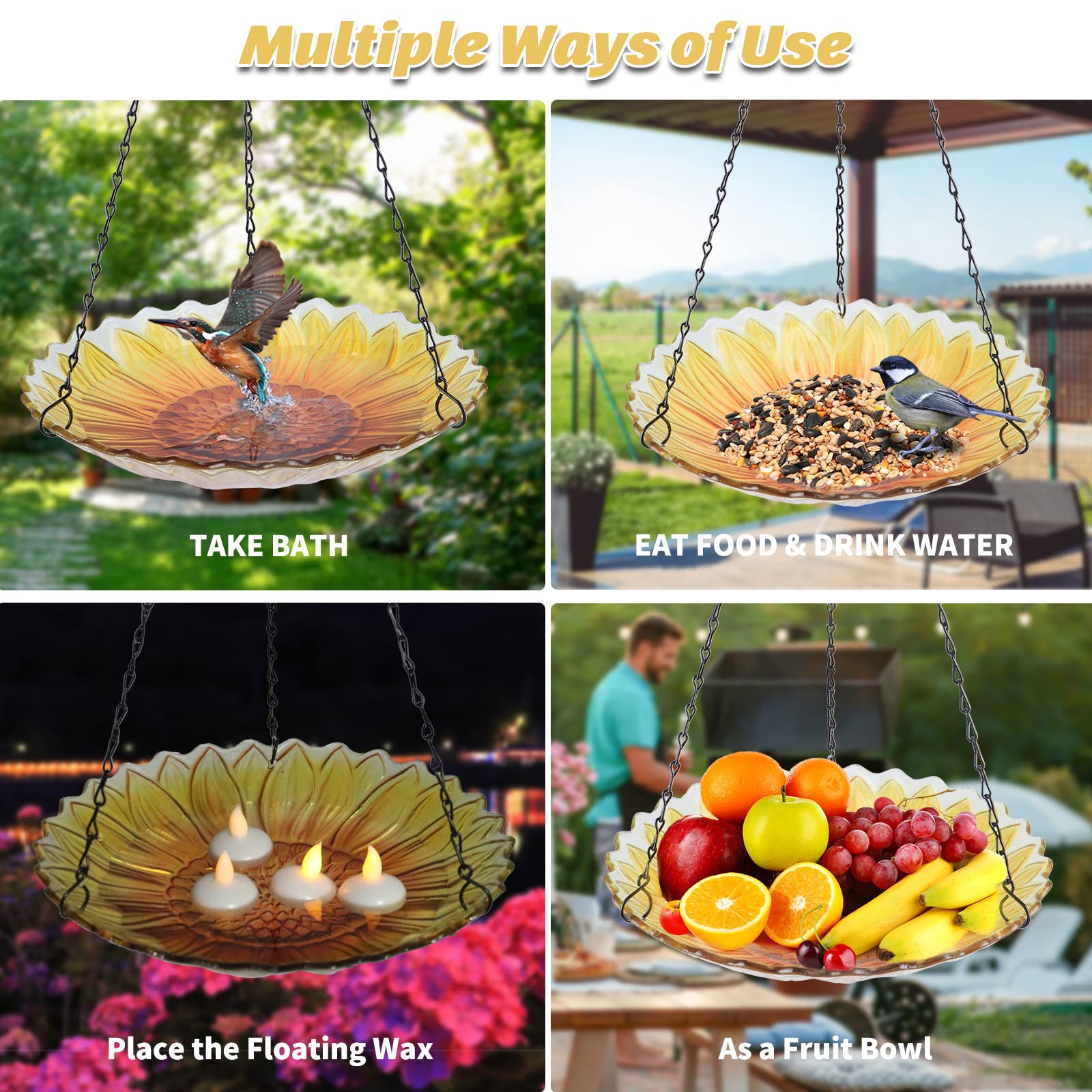 MUMTOP rust-proof steel hanging chain keeps the product durable in all weather.