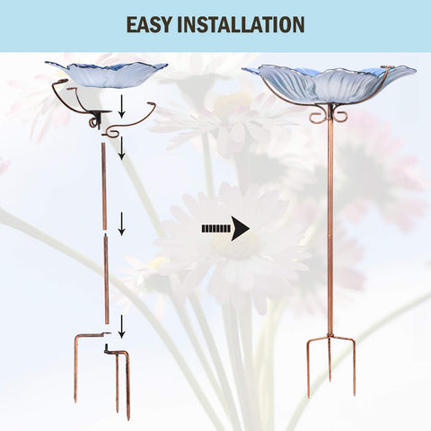 MUMTOP flower-pattern bird bath adds blue focal point