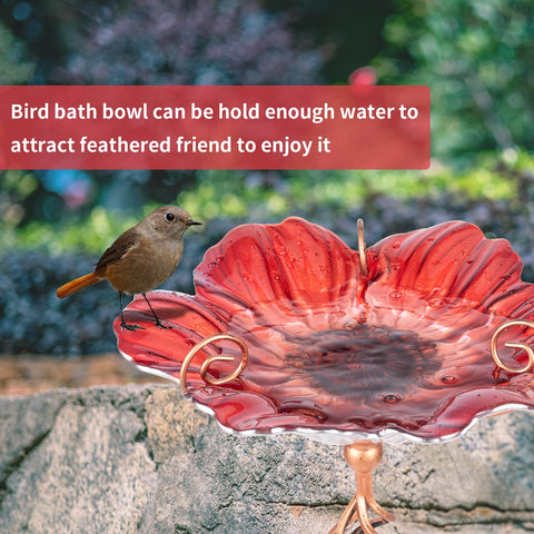 MUMTOP four-pronged base stabilizes the glass birdbath for easy placement.